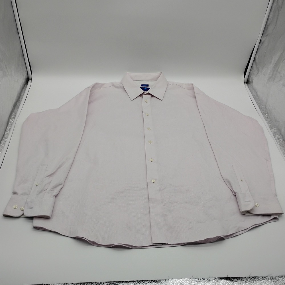 Egara Mens 2X Dress Shirt Light Pink Non-Iron Classic Fit Cotton Textured Dobby